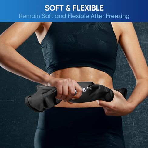 APEXUP Gel Ice Packs for Injuries Reusable, Flexible Double Sided Cold Packs for Injuries, Ice Pack for Knee, Shoulder, Back, Hip, Leg, Arm (Black, S, 1PK) in Kuwait