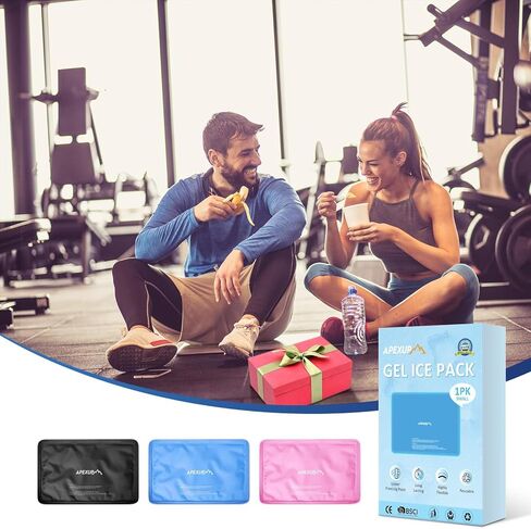 APEXUP Gel Ice Packs for Injuries Reusable, Flexible Double Sided Cold Packs for Injuries, Ice Pack for Knee, Shoulder, Back, Hip, Leg, Arm (Black, S, 1PK) in Kuwait