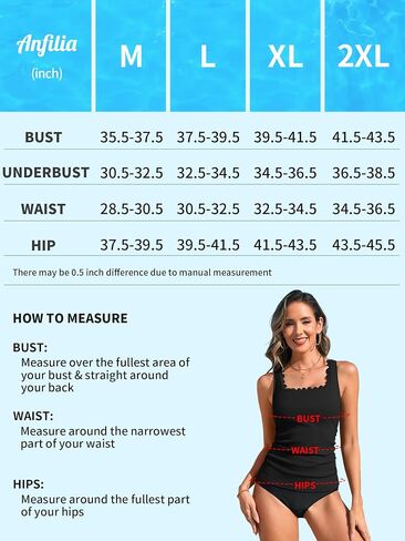 ANFILIA Scalloped Tankini Top Ribbed Bathing Suit Top Women Square Neckline Swimsuit Top in Saudi Arabia