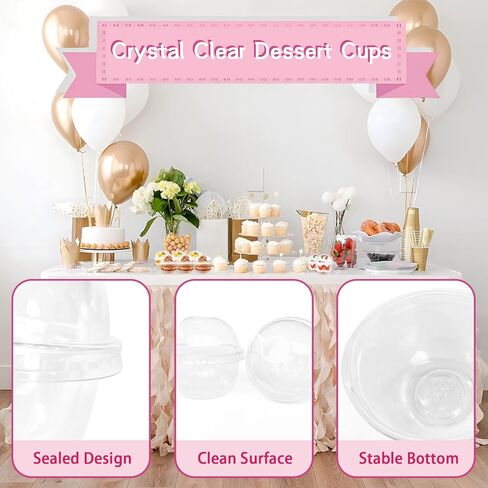 100 Pack 12OZ Clear Plastic Cups with No Hole Dome Lids and Sporks,Disposable Dessert Cups,Yogurt Parfait Cup for Cupcake,Pudding,Iced Cold Drinks,Coffee,Juice,Snacks,Fruits,Ice Cream in Saudi Arabia