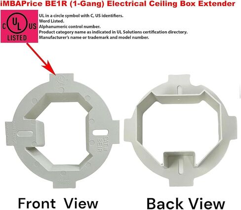 iMBAPrice BE1R (UL Listed) 1-Gang 4.35-Inch x 1.5-Inch Plastic Electrical Ceiling Box Extender for 3.5" and 4" Round or Octagonal Boxes in Saudi Arabia