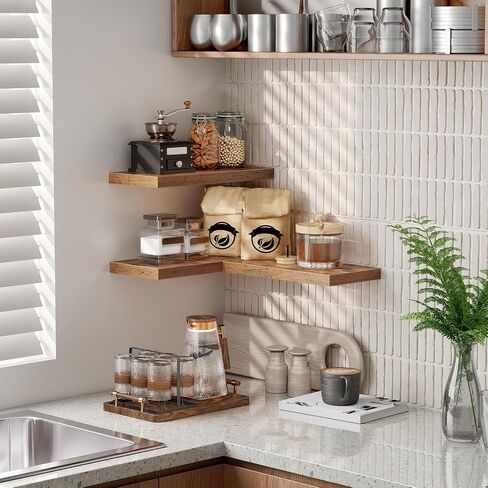Floating Shelves for Wall, 1.5" Thick Wall Shelf Set of 3 with Invisible Brackets, L31.5 x W7.9 Hanging Shelves Farmhouse Home Decor for Bathroom, Living Room, Bedroom, Kitchen, Rustic Brown in Kuwait