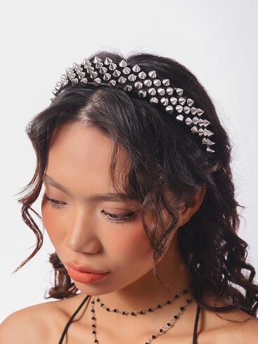 Sacina Gothic Emo Punk Grunge Black Spike Headband, Goth Hair Accessories, Goth Halloween Hair Accessories in Saudi Arabia