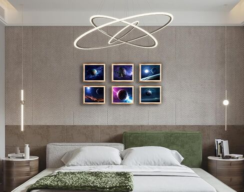 Loevoero Outer Space Planet Wall Art Painting ، لغرفة النوم ، غرفة المعيشة ، ديكور الحمام ， ملصقات للأطفال أو الأولاد أو الفتيات مجموعة من 6 （8 "× 10"） غير مؤطر in Kuwait