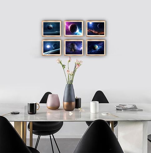 Loevoero Outer Space Planet Wall Art Painting ، لغرفة النوم ، غرفة المعيشة ، ديكور الحمام ， ملصقات للأطفال أو الأولاد أو الفتيات مجموعة من 6 （8 "× 10"） غير مؤطر in Kuwait