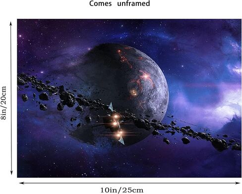 Loevoero Outer Space Planet Wall Art Painting ، لغرفة النوم ، غرفة المعيشة ، ديكور الحمام ， ملصقات للأطفال أو الأولاد أو الفتيات مجموعة من 6 （8 "× 10"） غير مؤطر in Kuwait