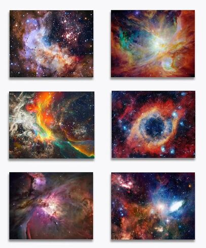 Loevoero Outer Space Planet Wall Art Painting ، لغرفة النوم ، غرفة المعيشة ، ديكور الحمام ， ملصقات للأطفال أو الأولاد أو الفتيات مجموعة من 6 （8 "× 10"） غير مؤطر in Kuwait