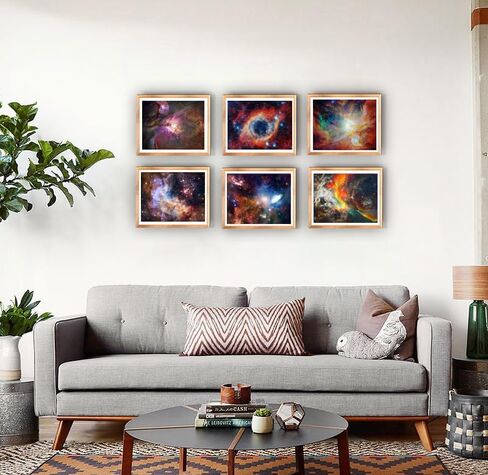 Loevoero Outer Space Planet Wall Art Painting ، لغرفة النوم ، غرفة المعيشة ، ديكور الحمام ， ملصقات للأطفال أو الأولاد أو الفتيات مجموعة من 6 （8 "× 10"） غير مؤطر in Kuwait