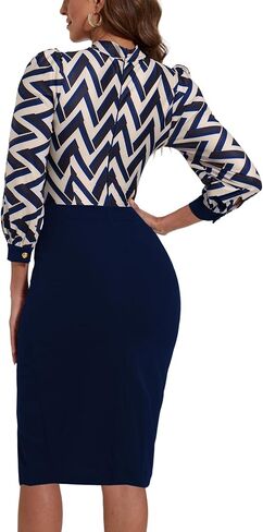 Women's Wear to Work Pencil Dresses Business Professional Midi Dress Long Sleeve Bodycon Party Dress in Saudi Arabia