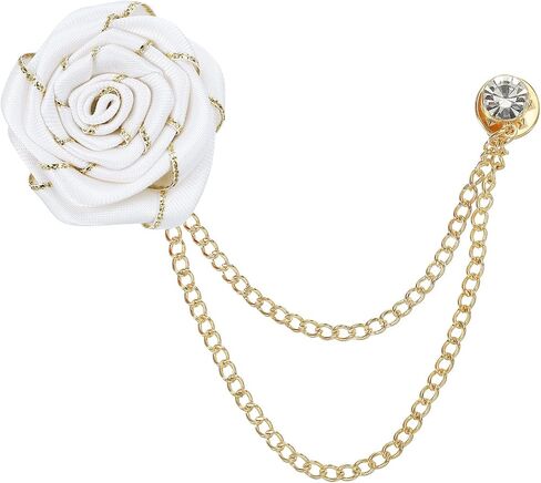 Meccanixity Bridegroom Brouches Rose Flower Size Size Clitm Alloy Tabel Pin مع سلسلة شرابة/بدلة مسمار/ذهبية للملحقات بدلة الزفاف رجال in Kuwait
