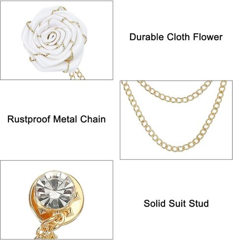 Meccanixity Bridegroom Brouches Rose Flower Size Size Clitm Alloy Tabel Pin مع سلسلة شرابة/بدلة مسمار/ذهبية للملحقات بدلة الزفاف رجال in Kuwait