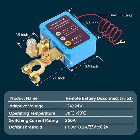 12v 240A Remote Battery Disconnect Switch, Upgrade Smart Voltage Car Kill Switch, Anti - Theft, to Prevent Battery Drain, for 1 Unit Car, Truck, RV (Flat Installation) in Saudi Arabia