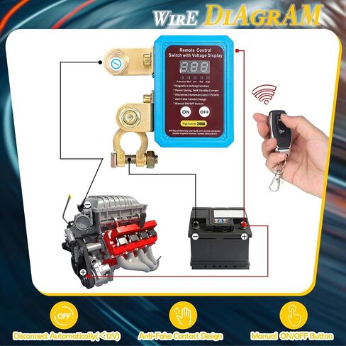 12v 240A Remote Battery Disconnect Switch, Upgrade Smart Voltage Car Kill Switch, Anti - Theft, to Prevent Battery Drain, for 1 Unit Car, Truck, RV (Flat Installation) in Saudi Arabia
