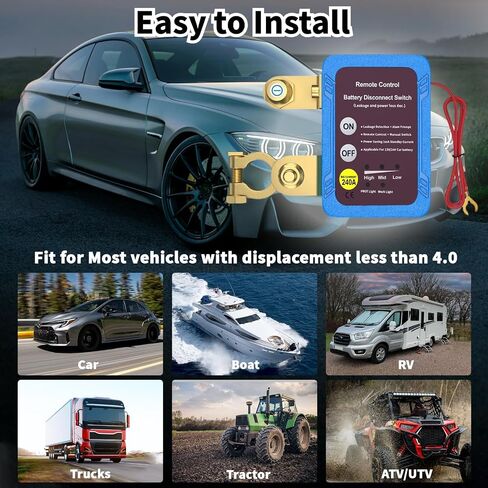 12v 240A Remote Battery Disconnect Switch, Upgrade Smart Voltage Car Kill Switch, Anti - Theft, to Prevent Battery Drain, for 1 Unit Car, Truck, RV (Flat Installation) in Saudi Arabia
