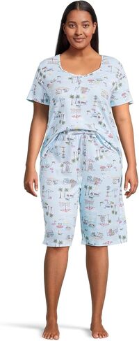 Karen Neuburger womens Plus Size Novelty Print Short Sleeve Bermuda Set in Saudi Arabia