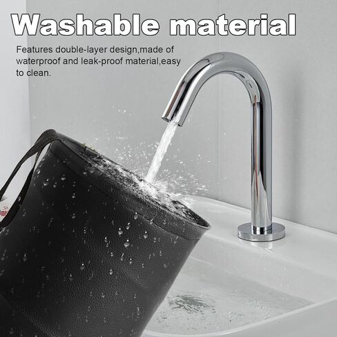 Collapsible Trash Can Car Garbage Bag - Leather Pop-up Car Trash Bin with Elastic Band - Hanging Foldable Garbage Can Vehicle Waste Basket Bin - Double-Layer Washable Bag for Cars Camping (Black) in Kuwait