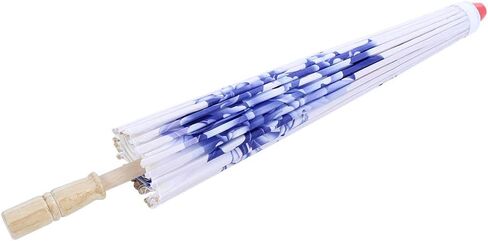 Qiilu 1 * umbrella Women Handmade Oiled Paper Umbrella Windproof Chinese Classical Dance Umbrella() (blue chinoiserie) in Saudi Arabia