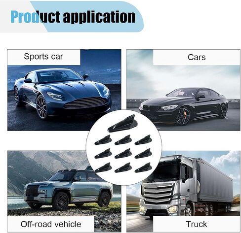 10PCS Rear Diffuser Car Shark Fin Spoiler Kit, Black Mini Spoiler Roof Wing, Auto Rear Tail Wing Compatible with Air Vortex Generator, Universal Car Decoration Accessories (Black) in Kuwait