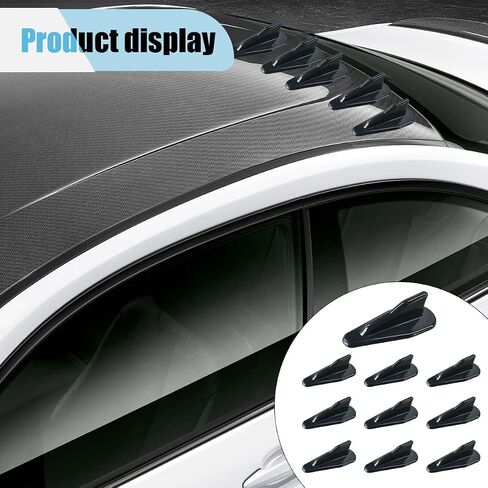 10PCS Rear Diffuser Car Shark Fin Spoiler Kit, Black Mini Spoiler Roof Wing, Auto Rear Tail Wing Compatible with Air Vortex Generator, Universal Car Decoration Accessories (Black) in Kuwait