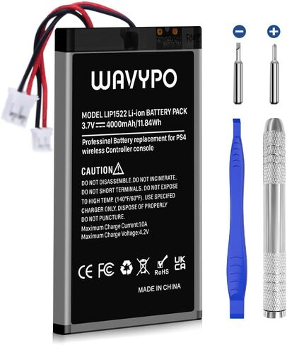 WAVYPO 2 Pack PS4 Controller Battery, 4000mAh Replacement for PS4/PS4 Pro/PS4 Slim Playstation 4 Dualshock 4 Controller CUH-ZCT1H CUH-ZCT1E CUH-ZCT1U CUH-ZCT2U CUH-ZCT2 in Saudi Arabia