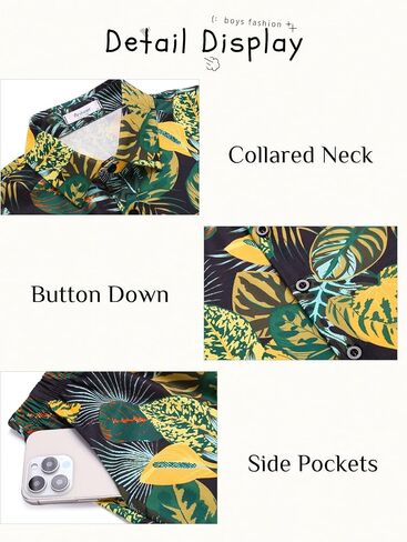 Arshiner Boys 2 Piece Outfits Hawaiian Shorts Sets Button Down Shirt and Shorts Summer Beach Clothes for 2-12 Years in Kuwait