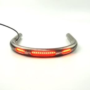 Retro Motorcycle Cafe Racer Rear Seat Frame Hoop Brat Flat Loop Three Lamp Holes with LED Strip Turn Singal Brake Tail Light (230mm Flat Loop)