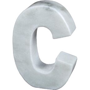 Creative Home Natural Marble Stone Letter C Bookends Paper Weight Office Shelf Organizer Table Top Decorative Piece, 4" W x 5.9" H, 1.5" D, Off-White (Color May Vary)