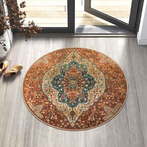 Boho 5x7 Area Rugs for Living Room, Washable Rugs for Bedroom Non Slip Green Throw Rugs, Vintage Floral Large Accent Rug Soft Non Shedding Low Pile Carpet for Dining Room Playroom Office