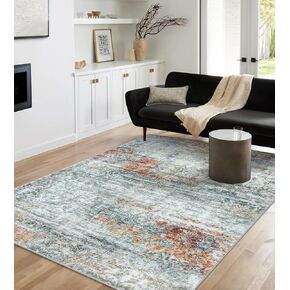 Uphome Abstract Area Rug 2x3, Black Washable Non-Slip Bathroom Rugs, Small Soft Farmhouse Distressed Entryway Rug, Vintage Low Pile Indoor Throw Rug for Kitchen Bedroom Entrance