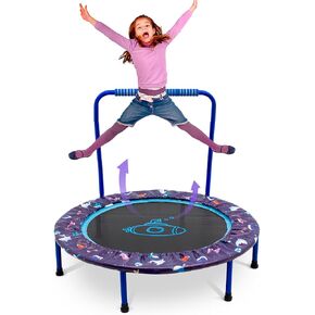38 Inch Trampoline for Kids Folding Mini Toddler Trampoline with Handle Safety Protective Pad Cover Jumping Mat Indoor/Outdoor Round Bounce Jumper Best Gift Shark Pattern