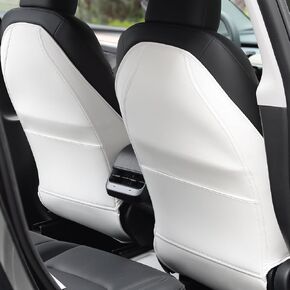 Leather Seat Back Protector Compatible with Tesla Model 3 Model Y, Wear Resistant Seat Back Protector for Kids with Organizer Pocket, Tesla Accessories Set of 2 (Black)