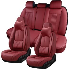 Car Seat Covers Full Set, Front and Rear Seat Covers for Cars, Waterproof Leather Auto Seat Protectors with Head Pillow, Car Seat Cushions Fit for Most Sedans SUV Pick-up Truck, Black&Navy