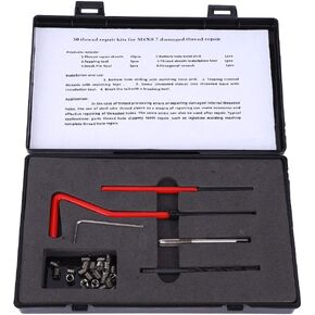 30Pcs Thread Repair Kit Twisted Drill Tap Wrench Threaded Insert Tool M4x0.7 Helicoil Repair Kit Stainless Steel Rethreading Tap Set for Auto Repairing