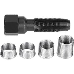 Spark Plug Thread Repair Kit, Akozon 5Pcs Carbon Steel Spark Plug Re-thread Tap Tools with Inserts for 14mm Sparking Plugs Repair