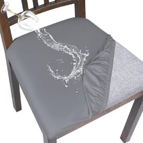 NIBESSER Waterproof Dining Chair Seat Covers Set of 4, Washable Stretch Seat Covers for Dining Chairs, Removable Dining Room Seat Cover Kitchen Seat Cushion Slipcovers Protector (Beige)