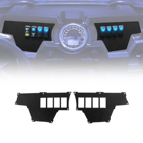 KEMIMOTO Dash Switch Panel, 8 Switch Panel Plate Compatible with Polaris RZR XP 1000 900 Set of 2 Black Powder Coated Dash Plate