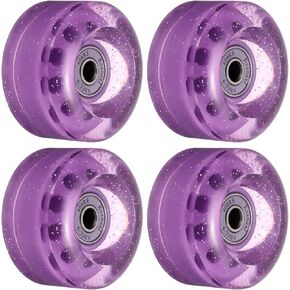 PATIKIL 32 x 58mm Roller Skate Wheels with Bearings, 4 Pack 82A Quad Skate Replacement for Double Row Skate Skateboard Indoor or Outdoor, Shine Purple