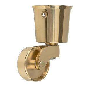 Philadelphia Style Solid Brass Round Cup Caster Wheel | 1 1/4" Wheel Diameter | Caster Wheels for Table, Sofa, Chest, Dresser, Cabinet, Cart, Chair | Vintage Furniture Rollers | UA-319-CWPB