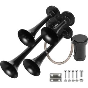Train Air Horn 4 Speakers Horn 12V/24V 150DB with Compressor Ultra Loud Truck Horn Universal for Pickup Truck Lorry Boat SUV Motorcycle and Other Vehicles