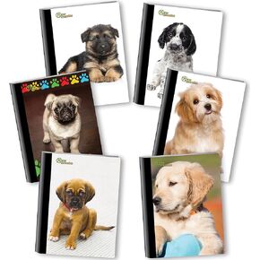 New Generation - Puppies - 2 Pocket Folders/Portfolio 6 Pack Letter Size with 3 Hole Punch to use with Your Binder Heavy Duty Glossy Finish UV Laminated Folder - Assorted 6 Fashion Design (6 Pack)