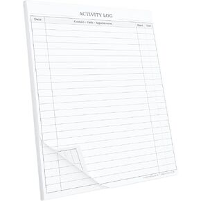 Activity Log (60-sheets, 120 pages) front-back, Notepad for Offices & Productivity, Tasks Appointments Contacts, w/ backplate for better writing, 100gsm quality paper no tear or bleed - Designed in in Saudi Arabia
