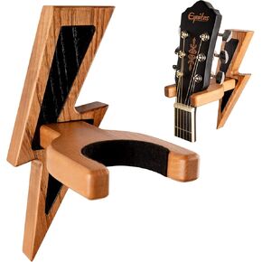 TESLYAR Guitar Holder Wall Mount Ash Wood Wooden Guitar Hanger Hook Stand Rack Guitar Hanger for Electric Classic Acoustic and Bass Guitar Musical Instruments Hardwood (Beige) in Kuwait