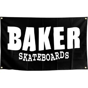 ألواح تزلج بيكر مقاس 3 × 5 أقدام للاستخدام الداخلي والخارجي، لافتة علم بحلقة معدنية مع شعار، أسود in Kuwait