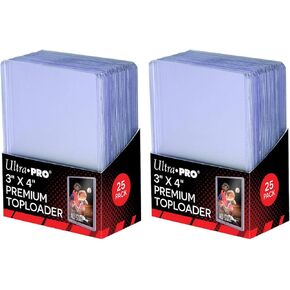 Ultra Pro 3" x 4" Super Clear Premium Toploader Card Protector | 25-Count per Pack | 2-Packs