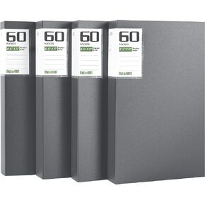 غلاف MyLifeUNIT الاحترافي بأكمام بلاستيكية، 60 جيبًا يعرض 120 صفحة، 4 عبوات من كتب العروض التقديمية مع أكمام واقيات للأوراق، مجلد محفظة للأعمال الفنية والمستندات والوصفات