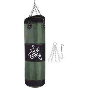 Pouching Bag, Empty Chain Hollow Hanging Heavy Bag Taekwondo 3+1 Boxing Training Fitness Pouch Sand Bag (Green-1.2m)