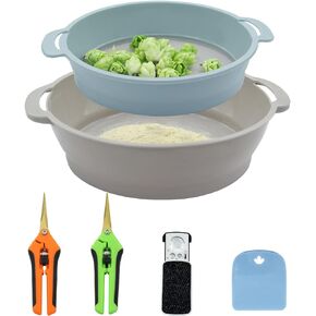 Trimming Tray KIT: Trimming Tray with Screen + Curved & Straight Blade Trim Scissors + Illuminated Loupe, Sturdy Trim Bin