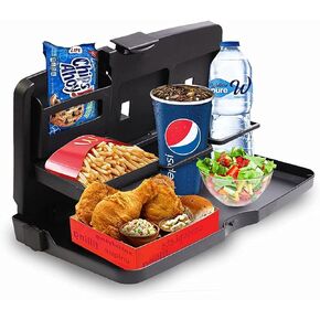 VaygWay Foldable Car Food Tray Holder Multi- Functional Portable Auto Food and Drink Tray – Black Eating Organizer Backseat Car Tray – Kids Table Food Holder Desk- Laptop, Meal (2 Pack Black)