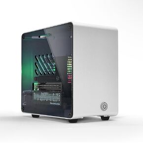 ElectroCookie Raspberry Pi 5 Case, Aluminum Mini Tower Case with Cooling Fan and Color Changing Ambient Light (Silver)