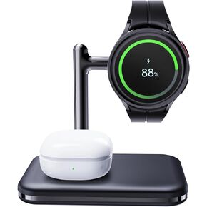 2 in 1 Charger Stand for Samsung Watch and Earbuds, Foldable Watch Charging Dock Compatible with Galaxy Watch 6/6 Classic/Watch 5/5 Pro/5 Classic/4/3/Active 2/1 & Galaxy Buds 2/2Pro/Live